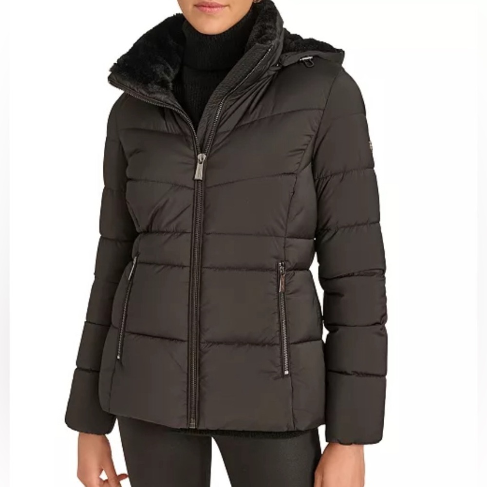 Calvin Klein Women's Faux-Fur-Lined Hooded Puffer Coat